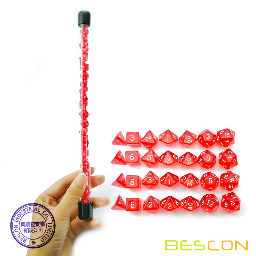 Bescon 28pcs Translucent Red M - огляд і ціна Dice Set Polyhedral