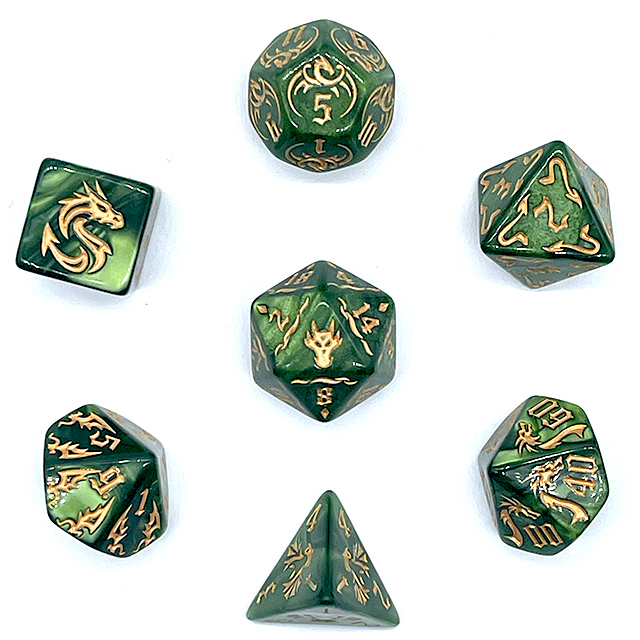 7Pcs Green Swirl Acrylic DND D - огляд і ціна Dice Set Polyhedral