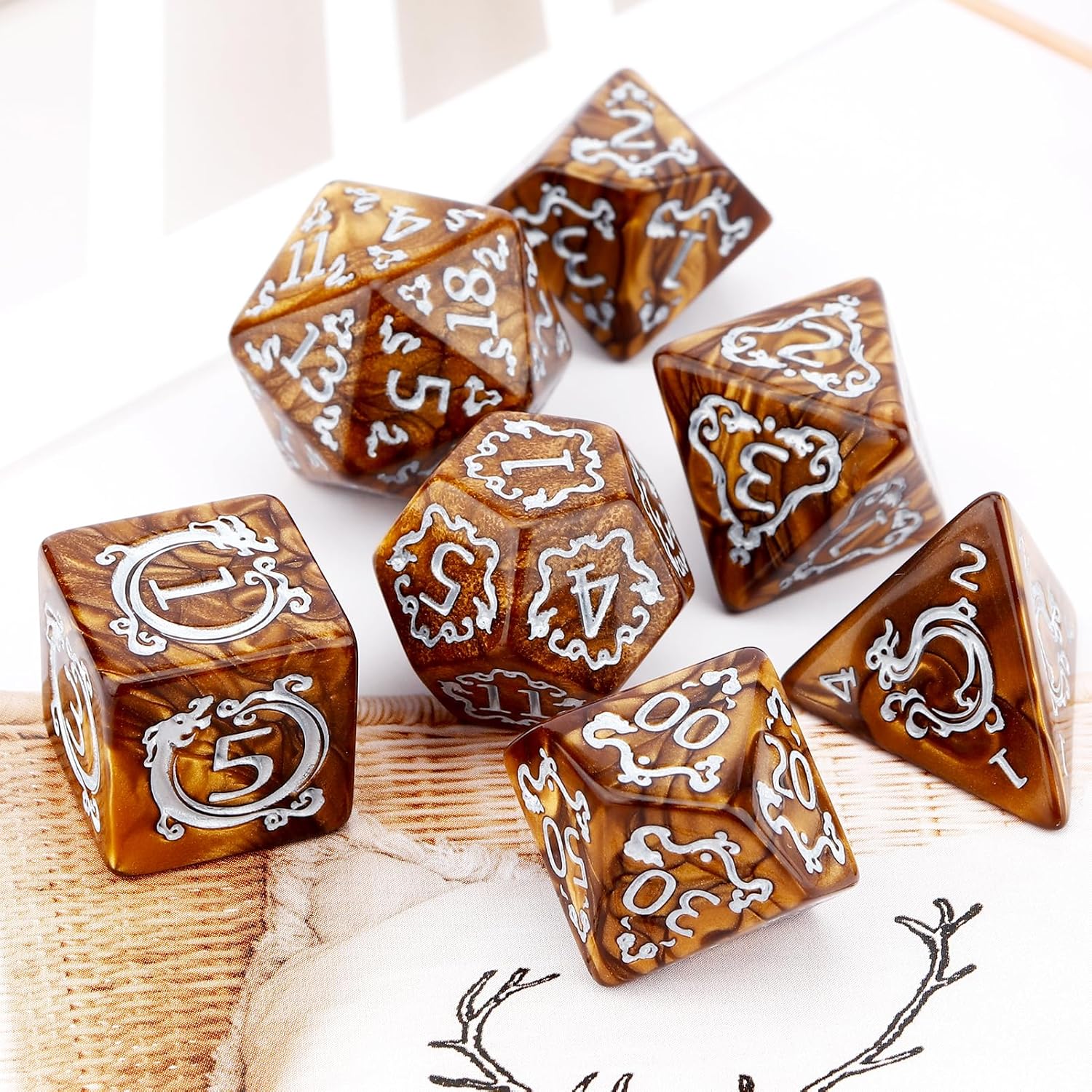 7Pcs Set DND Dice Dragon Patte - огляд і ціна Dice Set Polyhedral