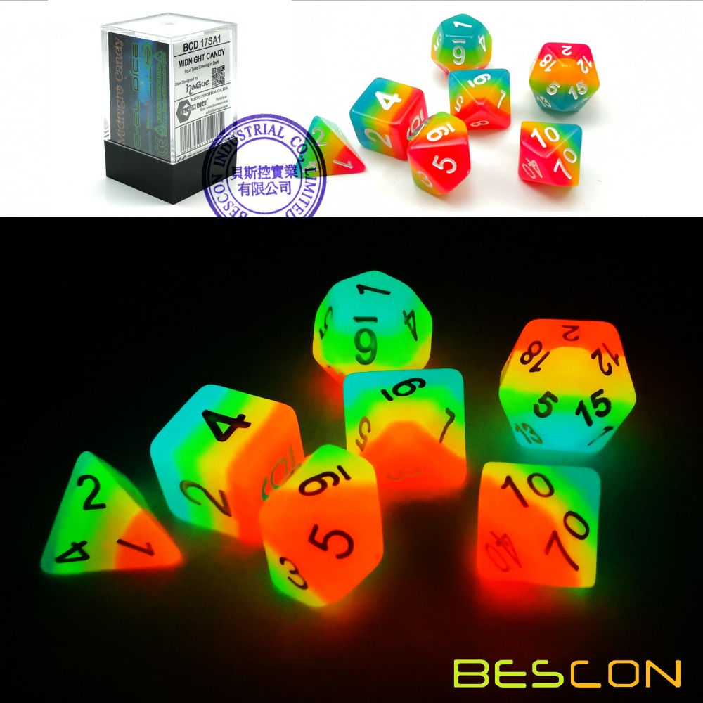 Bescon Fantasy Rainbow Glowing - огляд і ціна Dice Set Polyhedral