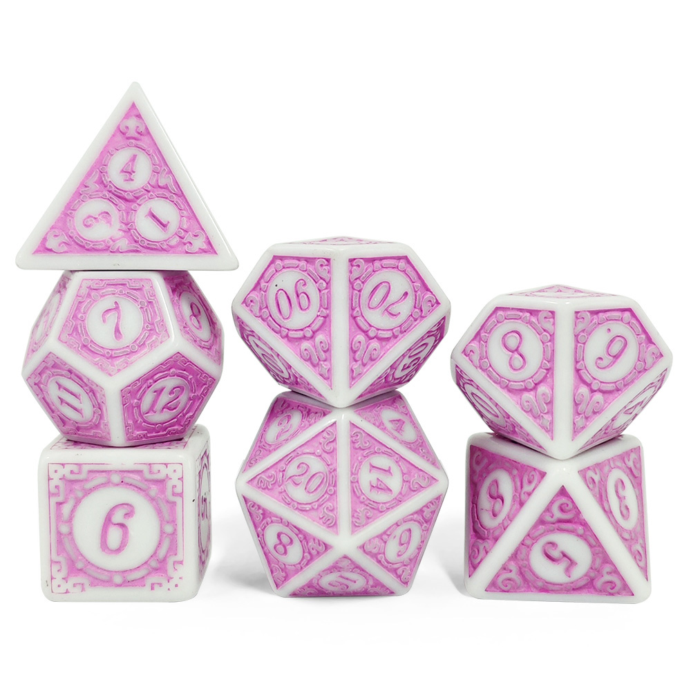 7Pcs White Pink Acrylic Polyhe - огляд і ціна Dice Set Polyhedral